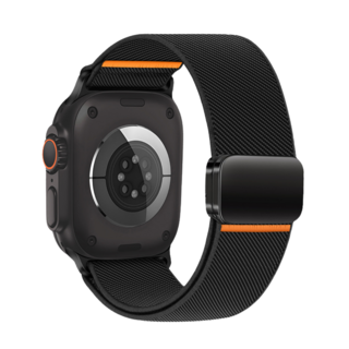애플워치 호환 나일론 브레이드 스트랩 마그네틱 버클 42/49/46/45/44mm, 블랙