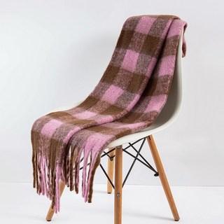 ScottyBear CM260 格紋圍巾 披肩 仿海馬毛 流蘇 加厚 保暖