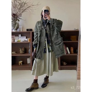 質穿搭】臺灣發貨複古水洗做舊落肩工裝牛仔外套女多口袋小衆設計感寬鬆夾克氣質 顯瘦 洋氣 ILDF1031