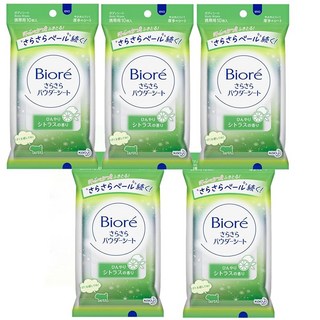 비오레 사라사라 파우더시트 시트러스향 10매입 5개 세트 일본 데오드란트 땀닦는물티슈, 1개