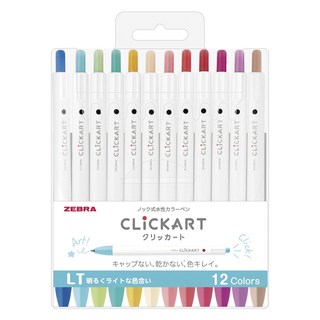 ZEBRA 斑馬牌 CLiCK ART按壓式水性彩色筆 12色, 1組, LT