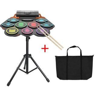 手捲電子鼓 電子爵士鼓 兒童鼓 折疊便攜式練習鼓, 1套, 手捲鼓+架+收納袋, MD862MC+YS08+MS550B