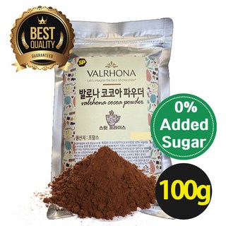 [지퍼포장]발로나 코코아파우더 코코아분말 카카오분말 무가당 무설탕코코아 두바이쫀득쿠키 두쫀쿠, 1개, 100g, 1개입