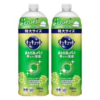 Kao 花王 Cucute 珂珂透 餐具洗碗精補充瓶 麝香 700ml, 2瓶