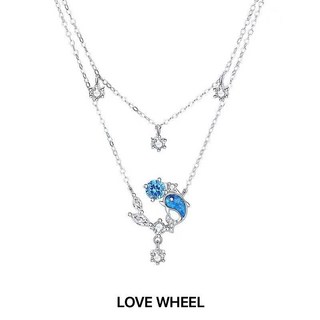LOVE WHEEL 鯨生我愛你 s925純銀項鍊 防過敏夏日鯨魚藍色告白情人吊墜鎖骨鏈 女友禮物 項鍊女