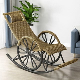 등나무 스윙체어 수면의자 리클라이너 라탄 안락한 의자 흔들 스 야외, 업그레이드된 듀얼 골드 yDT, 1개