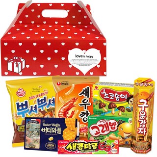 행복장바구니 과자세트 땡땡이손잡이세트F 7종 X 10개, 10세트, 과자 7종