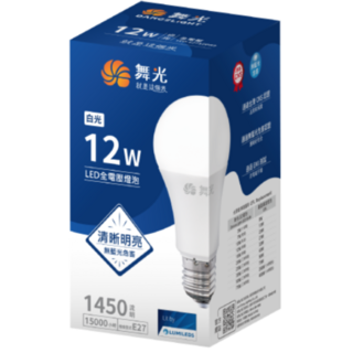 舞光 LED燈泡 12W E27燈頭 1450流明 全電壓, 白色, 1個