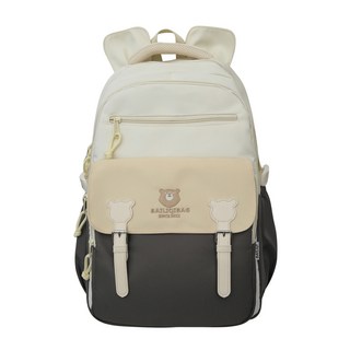 青春感後背包 - 防潑水大容量筆電/電腦背包 學生雙肩包 旅行韓風, 灰色-無吊飾