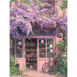 봄날 풍경화 조각퍼즐 등나무꽃 편의점 고양이 북유럽 감성 컬렉션 그림퍼즐 300 500 700 1000피스 액자없음, 700피스(퍼즐유액없음), 봄날의 길모퉁이 구멍가게 풍경화 퍼즐2, 1개