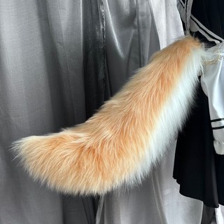 可動尾巴 狐狸尾巴 狼尾巴 電動獸尾 貓尾巴 舞臺表演道具, 1個, 拼色一BB蜜桔 白約70厘米一普通不動