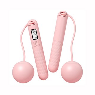 蘇菲雅生活百貨 跳繩 無繩跳繩 計數跳繩 LCD燈光 大球跳繩 智能跳繩 心跳監測 計數計時卡路里 60s衝刺鍛鍊, 四鍵石墨黑 負重＋大球＋長繩, 1個