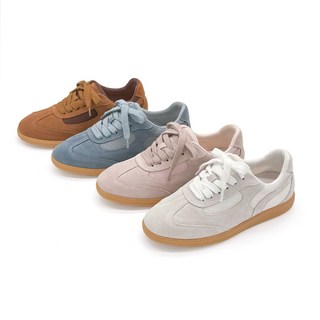 雲感節奏真皮韓系拼接德訓鞋 休閒鞋 百搭日常推薦 厚底舒適款ROBINLO (SAKURA 焦糖/奶霜/丹寧藍/杏粉)