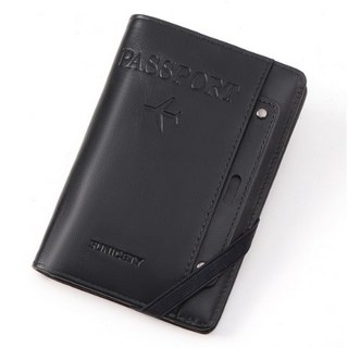 (태양유통) 가죽 여권 지갑 케이스 파우치 홀더, 블랙, 1개