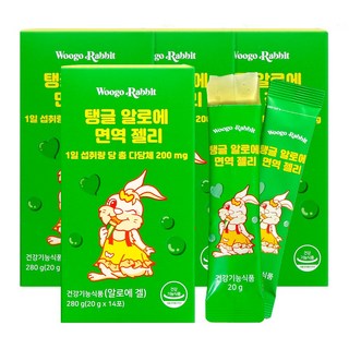 우고래빗 탱글 알로에 겔 이뮨 면역 젤리 스틱, 280g, 4개