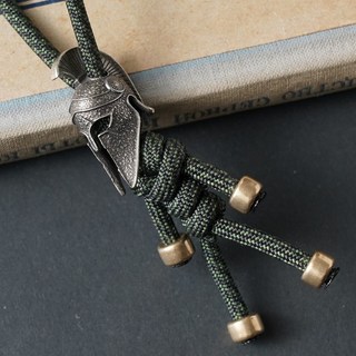 爆款 臺灣出貨-全新保真 手工編織鑰匙扣黃銅掛件包包汽車配飾男女傘兵EDC傘繩掛飾男士, 斯巴達迷彩綠繩-白銅頭, 1個
