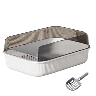 珮慈星系 貓砂盆 韓國貓砂盆 貓便盆 貓廁所 半開放式貓砂盆 加高防濺 踏板落砂, 清倉價 開放式貓砂盆-瓷白色, 1個