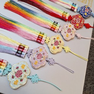 전통꽃자수오봉노리개 매듭노리개 한복장신구