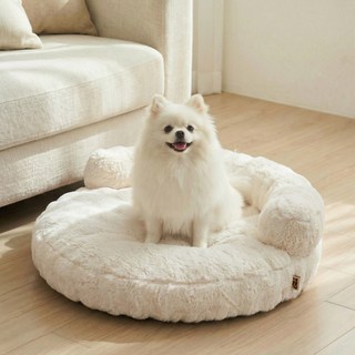 EHEYCIGA 부드러운 털감 강아지방석 방수미끄럼방지 강아지침대, 1개, 베이지색