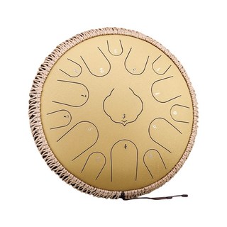 華蜀 空靈鼓 樂器 15音 鋼舌鼓 忘憂鼓 天鼓 空鈴鼓 蓮花鼓 療癒樂器, 1個, 金 13吋