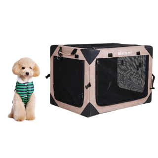아고망스 강아지 고양이 접이식 케이지, 1개, 카키