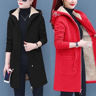 기모 두꺼운 스웨이드 자켓 여성용 가을겨울 후드 루즈핏 빅사이즈 간절기 하프 트렌치 코트