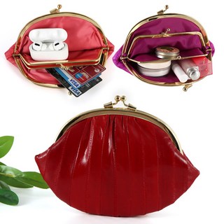 W12 이중 파우치 코스메틱 화장품 복주머니 장어가죽 동전 가죽지갑 멀티 휴대용 미니 가벼운 지갑 케이스 파우치