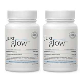 저스트글로우 비타민 K2+D3 MK7 120mcg + 1000IU 베지캡슐, 2개, 180정