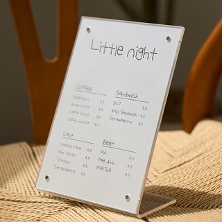 [튼튼한] 스튜디오투명 L자형 아크릴 메뉴판 꽂이, 세로 1개