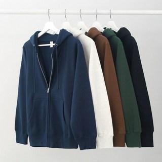 性價比好貨!簡約純色拉鍊連帽衛衣基礎加絨開衫外套帽衫男女款冬