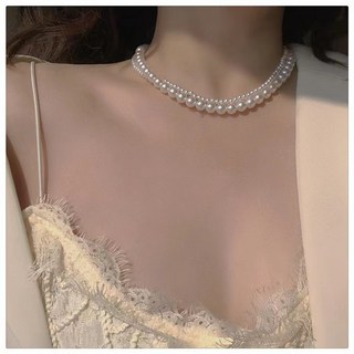 鴻利首飾廠 複古宮廷風雙層珍珠項鏈 高級感百搭港風ins頸鏈 choker項圈 鎖骨鏈