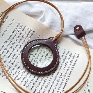 皮套放大鏡 長輩閱讀 口袋手持式鑑定工具 3倍放大, 1個, 酒紅色