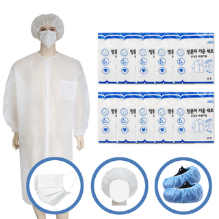 10개입_방문자가운세트 일회용 위생가운 위생복 실험복 부직포가운 위생모자 마스크 덧신, 10개