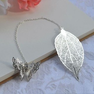 热款促销 天官賜福周邊衍生花城謝憐蝶書簽金屬鏤空書簽古風書簽禮物清新, 銀葉蝶