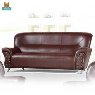 熊熊居家 辛巴頓造型 3人座皮沙發 - 黑色