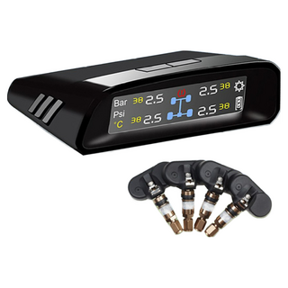 FLYone TN-400 胎內式胎壓偵測器 TPMS無線太陽能彩色螢幕顯示，即時監測胎壓, Black, 1套