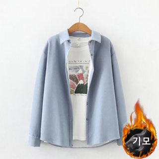 지고다그 여성용 가을겨울용 코듀로이 기모 셔츠 긴팔 따뜻한 이너셔츠 캐주얼 데일리룩 YY32665