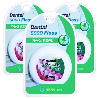 보성 바른치카 가는실 치실 500D 민트 50mX3개 가장 얇은실 치간 치실, 3개, 1개입, 50m