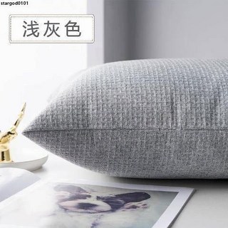 素色簡約沙發抱枕床頭靠枕：加厚亞麻布藝腰枕靠背沙發靠墊, 炭灰色,45X45厘米 枕套+優質枕芯