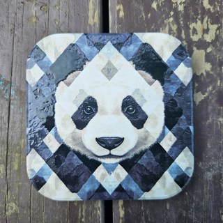 大魔術熊貓麻婆豆腐-晶雕陶瓷吸水杯墊, 1個