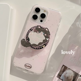 臺灣新款NEW雙層imd潑墨貓咪磁吸支架17promax蘋果手機殼iphone16適用14套12