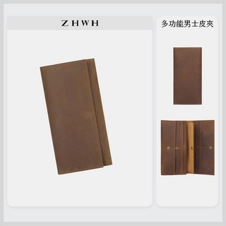 ZHWH 薄款真皮長夾 男士牛皮長款錢包 卡片包 大容量