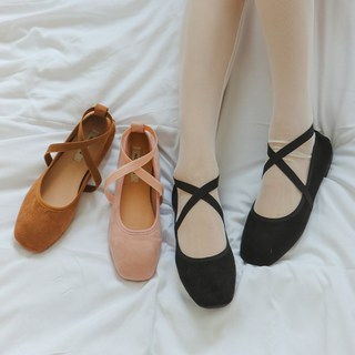 [오늘출발] 모카무스 말랑몰드창 스웨이드 밴딩스트랩 발레리나 뮤트 밴딩 여성플랫슈즈 1.5cm
