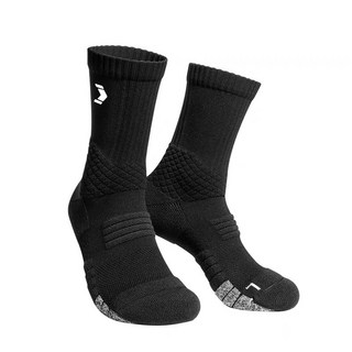 FITTERGEAR 運動襪 COOLMAX科技纖維 緩震排汗透氣 籃球跑步訓練適用 均碼37-45碼 (黑色/白色 多款可選), 黑色長筒襪（一雙）,均碼37-45碼, 1個