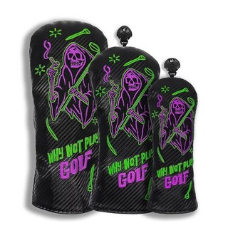 高爾夫球杆頭套 死神圖案 適用一號木/三號木/五號木 PU材質 防水耐磨, 款式如圖, 1個