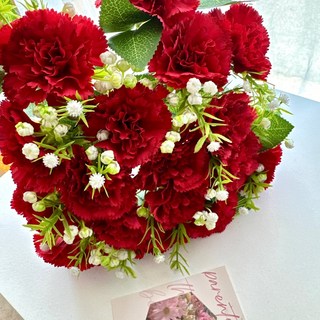 더 라넌큘러스 플라워 조화 카네이션 18송이 부쉬, 레드, 1개
