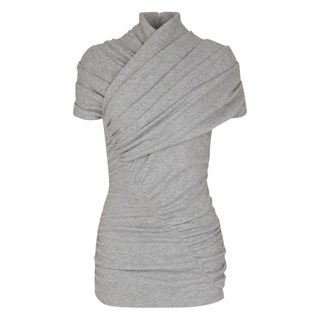 발망 드레이프 반소매 니트 탑