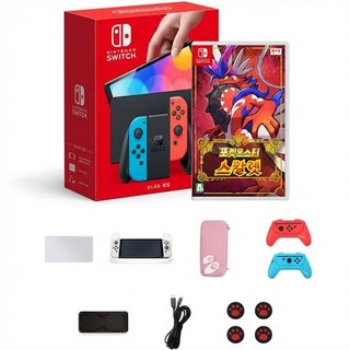 닌텐도 스위치 OLED 본체 화이트 + 포켓몬스터 스칼렛 + 주변기기 7종, heg/001 device