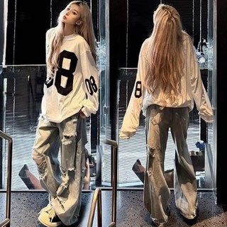 이노뱅크 INO607A 순면 라운드넥 스트릿 숫자프린팅 긴팔 티셔츠