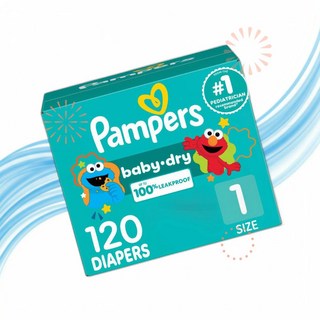 Pampers 팸퍼스 신생아 기저귀 1단계 베이비 드라이 120개입 흡수력 좋은 일회용 DV